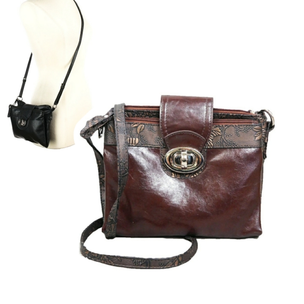 BRACIANO BROWN BRONZE MULTI POCKET CROSSBODY BAG - Picture 1 of 6